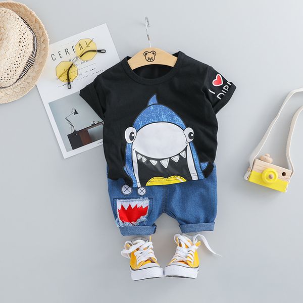 Sommer Baby Jungen Set Haidruck Baby Kurzarm 2-teiliger Kleidung Jungen Kleidung Set Homewear Anzug Kinder Outfits