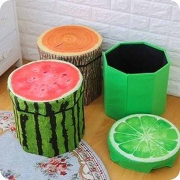 Organizador de armazenamento dobrável OTTOMAN FEARCO CARTO 3D FRUTA CRIGATY VELVET CRIANÇAS CRIMENTOS DE TRABOLARIO