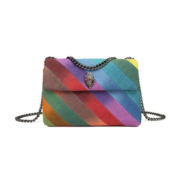 Kurt Geiger Bag Bag Women's Bag Canvas Patchwork Chain Saco Crossbody Bag Rainbow Eagle Head Saco