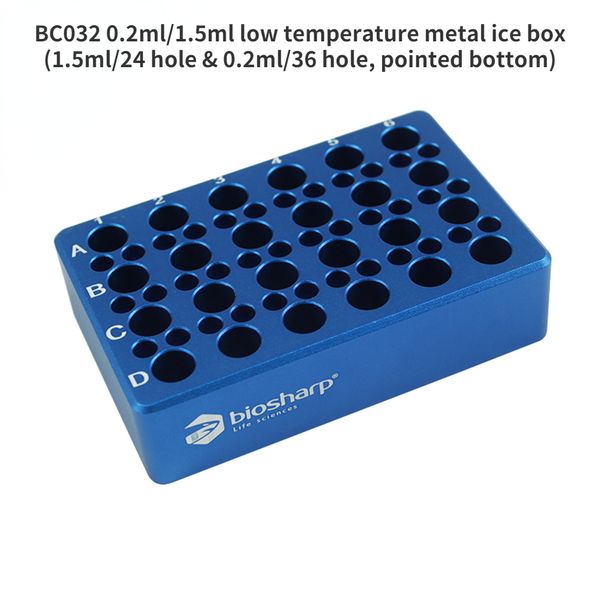 Biosharp Tieftemperatur Metal Ice Box Laboratory PCR Zentrifugenrohr Rack Vorgekühlte Metallplatte 0,2 ml/1,5 ml/2,0 ml//