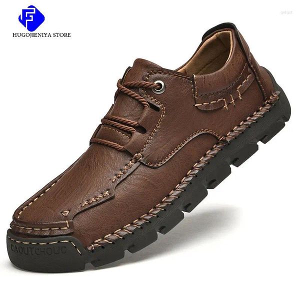 Casual Shoes Herren Leder im Freien im Freien Sneakers 2024 Fashion Men Sladers Weiche Fahren Plus Size 48