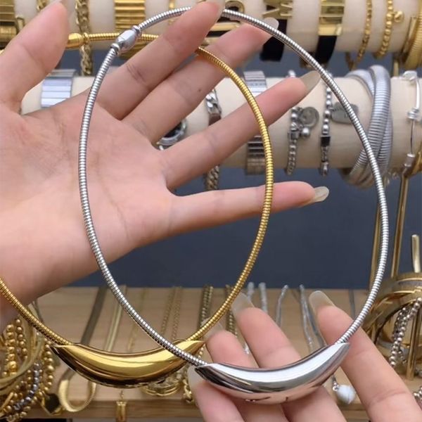 Als ursprüngliche Designer French Retro Design Metal Rohr Schlange Knochenkettenkragen für Frauen übertrieben Edelstahl Halskette Mädchen farbloser Schmuck Ymn122