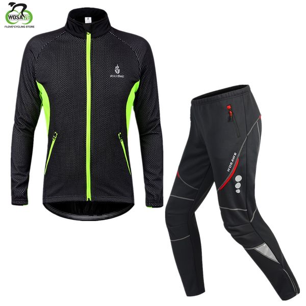 Herren Radsporthosen Winter Wärme warme Fahrradjacke Windbreaker Windschutz MTB Kleidung Fleece Cycle Hosen Lange Fahrradhosen