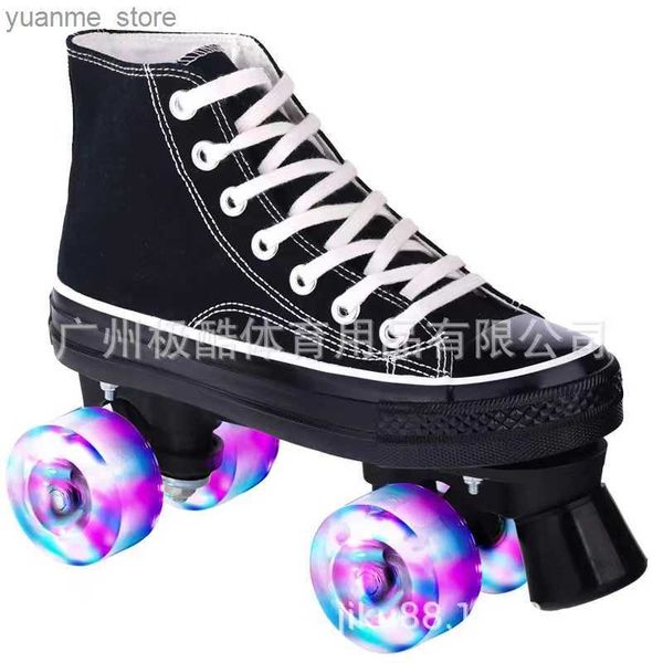 Встроенные роликовые коньки Canvas Quad Roller Skates Обувь патины с 4 колесами двойной ряд 2 -й линия для взрослых для начинающих подростки подарки Y240410