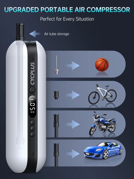 Cycplus Smart Air Pump Bicycle Accessoires Hochdruck Tragbarer Inflator -Kraftbank Handpumpe für Fahrradwagen Reifen MTB Fußball