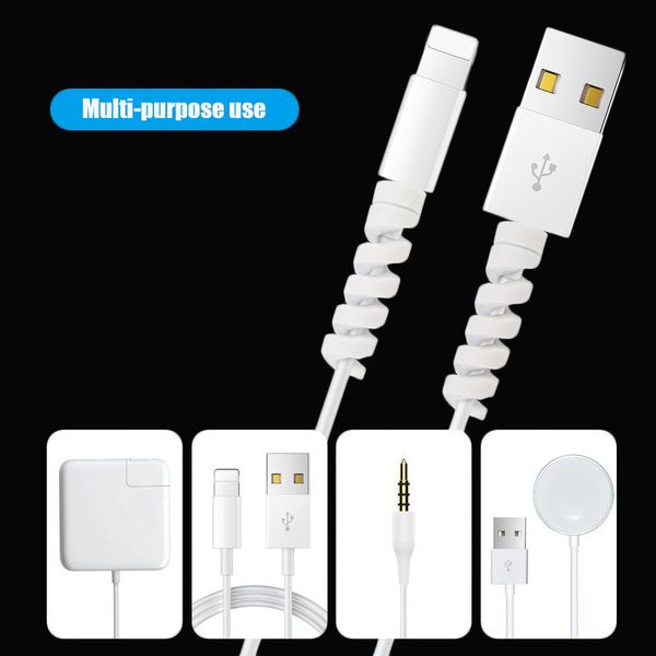 10pcs Spiral Cable Protector Winder Universal Charger Protector per iPhone Android Line Cavo Pieno di protezione