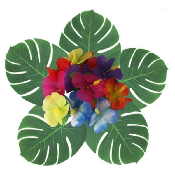 Simulação Folha de folhas artificiais folhas de folhas Hawaii Jungle Beach tem tema de decoração do tema da floresta tropical1302m