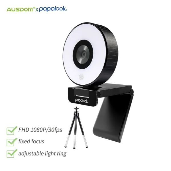 Webcams wuausdom PA552 Web Camera HD 1080p con microfono a LED regolabile Tripode Webcam progettato per lo streaming OBS Twitch