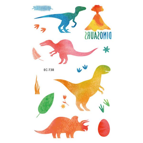 1 Blätter Dinosaurier Geburtstagsfeier Tattoo Sticker Dino wasserdichte temporäre Tatto -Körperkunst für Kinder Partyzubehör