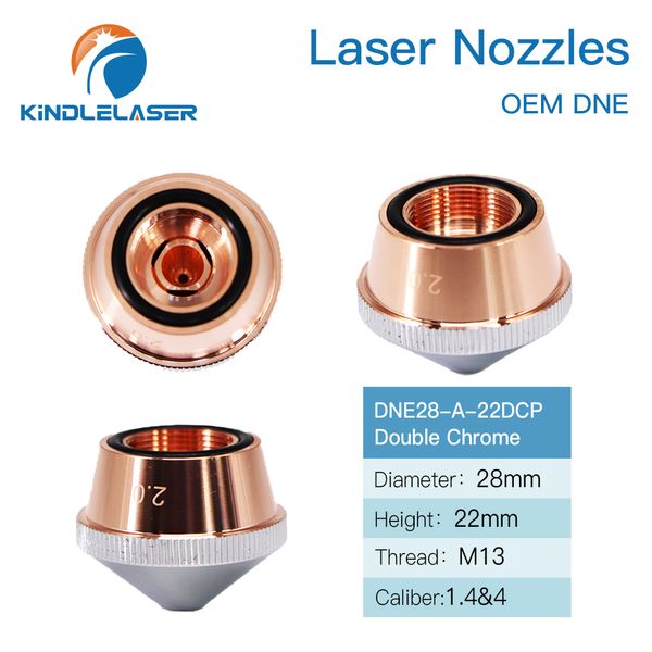 KindleLaser DNE Tipo A bicos de laser Single/Double Cays Chrome di.28mm H22 M13 0,8-5,0mm Calibre para Corte a laser de fibra DNE