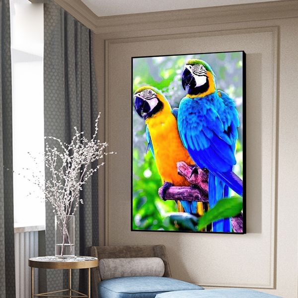 Бриллиантовая живопись Животные Полный квадратный 5D DIY Diamond Emlemdery Bird Round Strinestones Mosaic Parrot Cross Stitch Home Decor