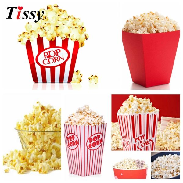 12pcs DIY Popcorn Boxen Pop Maisbevorzugungen Taschen für Süßigkeiten Snack Babypartyzubehör Weihnachten/Geburtstag/Hochzeitsfeier Dekoration