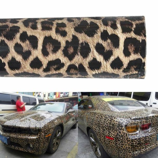 5mx1.52m Leopard Print Texture Auto Body Wrap Decals Decals Decals Roll Air Release Films con canale Free Blobble