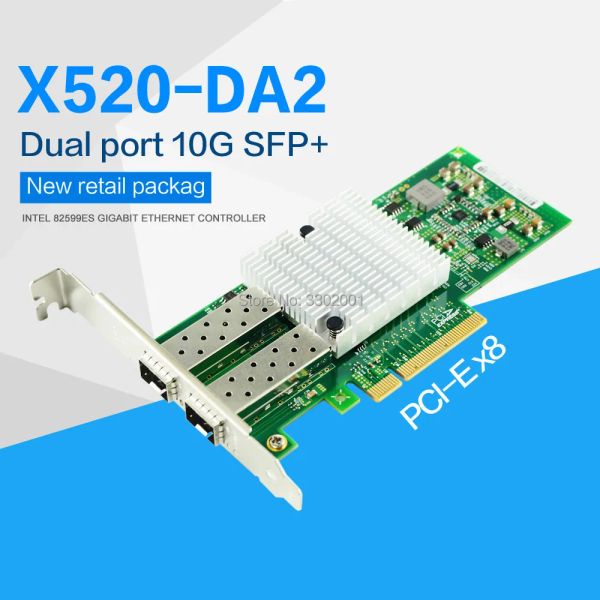 Carte FANMI X520DA2 10GBASE PCI Express X8 82599es Chip Dual Port Ethernet Adattatore di rete E10G42BTDA, SFP non incluso