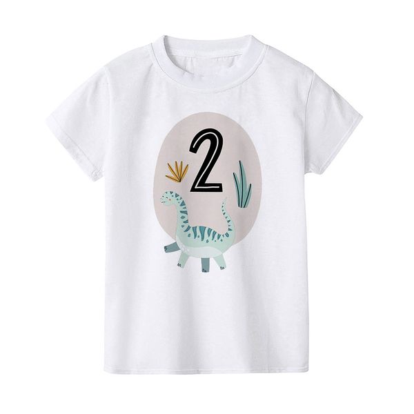 Dinosaur Egg Birthday 1-12 anni T-shirt per ragazzi carino Dinosaur Birthday Outfit Tops Summer Kids Clothes Graphic Tee Gifts