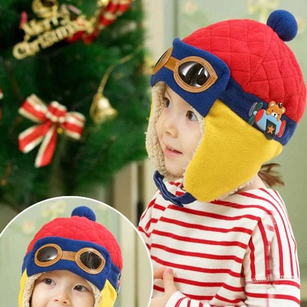 Da 10 a 48 mesi Baby Winter Hat 4 Colori Toddlers Cool Baby Boy Girl Pilot Inverno Pilota Calda Cap Cappuggente Cappello Ferme