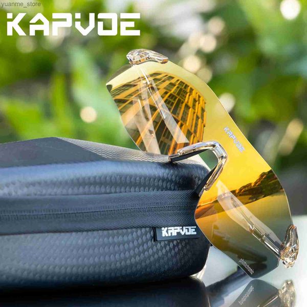 Outdoor Eyewear Kapvoe-Running Photochrome Gläser Sport Sonnenbrille Randless Radsportgläser Fahrrad Fahrradfahrrad Herren Straßenbrille rot Blau UV400 Y240410