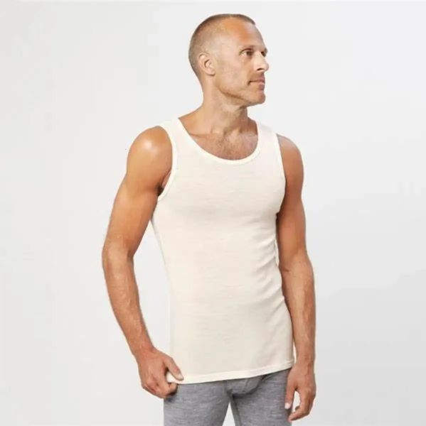 100% Merino Wool Men Tank Top Top Leveless Shirt Camadas macias ao lado da pele confortável para fora da porta 240402