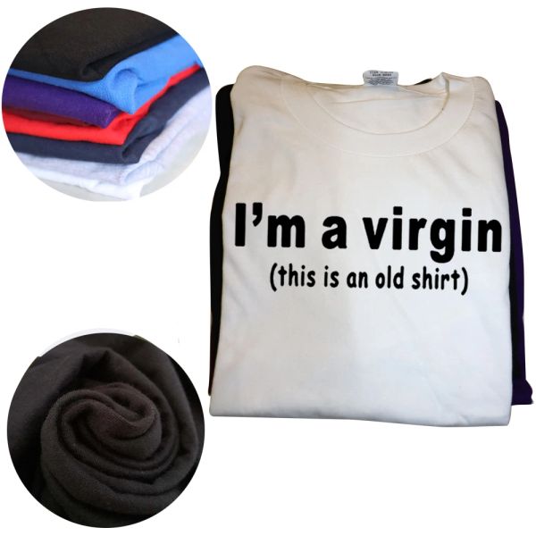 Engraçado, eu sou uma virgem, este é um velho camiseta masculina mangas curtas