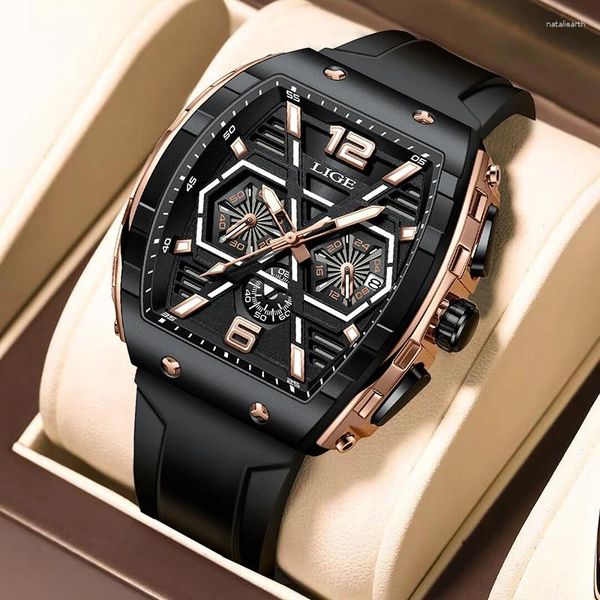 Armbanduhr Lige Top Brand Herren Uhren Klassische Römische Skala Luxus -Handgelenk Uhr für Mann Original Quarz wasserdichte leuchtende männliche Reloj