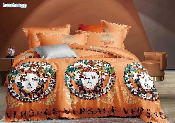 Designer -Bettdecke Kissen Hülle Set Klassisches Logo gedruckt reines Baumwoll -Bettwäscheinbett