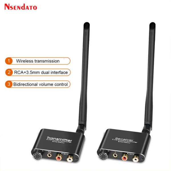 Box Wireless Audio Trasmettitore e ricevitore Adattatore audio wireless da 2,4 g con RCA da 3,5 mm RCA per TV box TV DVD TV CD PC PC