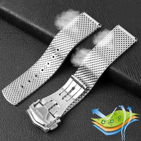 Titanium Stahl geflochten 20mm Uhrenbandersatz für Omega Seamaster 300 Uhr Wachgurt gewebte Metallarmbänder