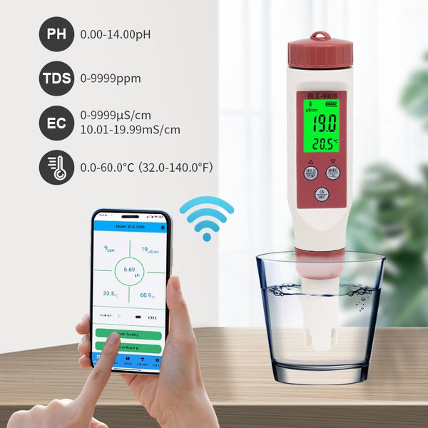 3/4/5/7 em 1 medidor de pH Bluetooth TDS/EC/ORP/Salinidade/SG/TEMP TESTE DIGITAL DE QUALIDADE DE ÁGUA DO TESTOR DO MONITOR DE Aquário