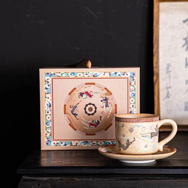 Coffeware Set Coffee Cufe Cup Gift Box Set Ceramic Dunhuang Flying Apsaras Office Buser