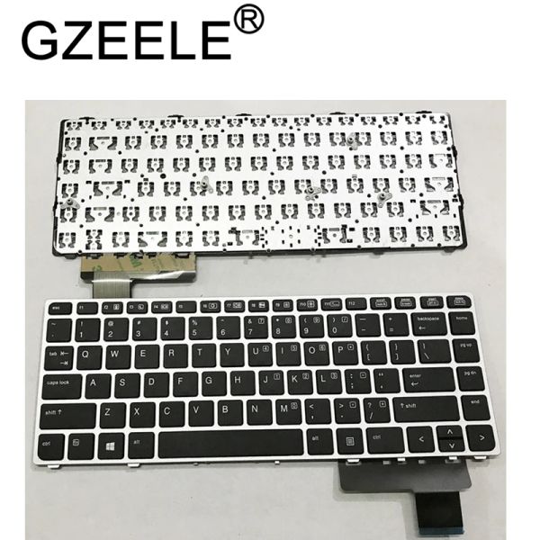 Teclados Gzeele Inglês Teclado de laptop para HP EliteBook Folio 9470M 9470 9480 9480M 702843001 Us Replicar o teclado Prata