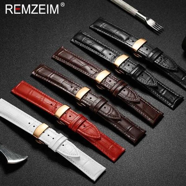 Посмотреть полосы Remzeim New Leather Watchband 16 мм 17 мм 18 мм 19 мм 20 мм 21 мм 22 мм 23 мм 24 мм телят