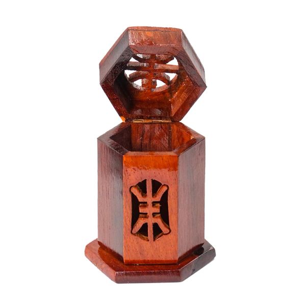 Natural Jujube Wood Retro chinesischer alter Charakter Langleben Zahnstocher Halter Aufbewahrungsbox JüdyDisplay Stand Handgefertigt