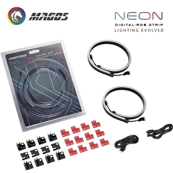 Cooling Phanteks RGB Combo Light Strip Neon para PC Decoração de casos LED tira 5V 3pin mobo Aura Sync M1/M5 40cm/55cm/100cm