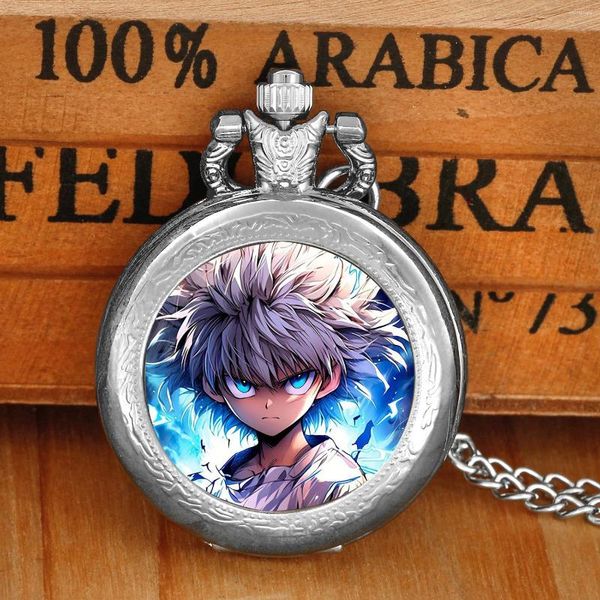 Карманные часы аниме X Killua Glass Dome Quartz Watch Женщины мужские ожерелье Уникальные подвесные часы подарочные аксессуары