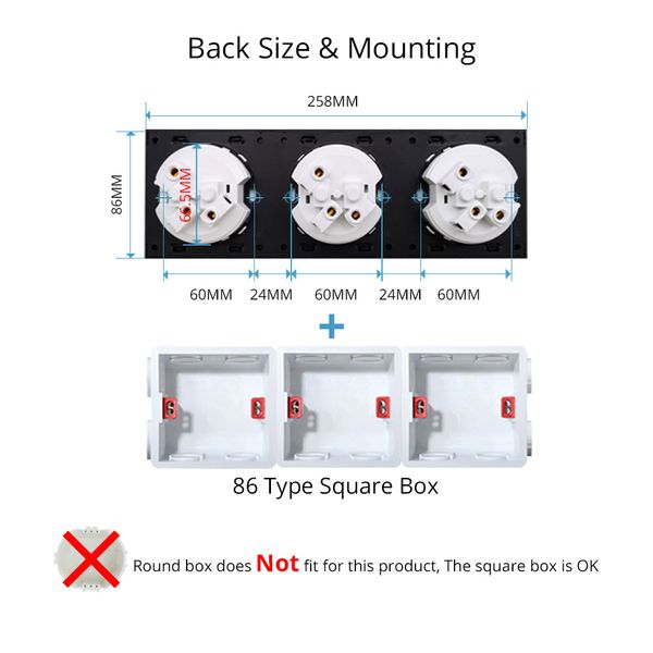 Wallpad 3 gang Triple cornice Triplo Wall Wall Electric Outlet tedesco Outlet tedesco Pannello in alluminio spazzolato Doppia piastra 172 * 86 mm