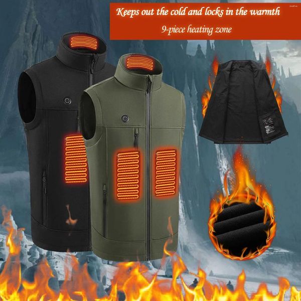 Coletes masculinos colete aquecido de inverno 9 áreas de aquecimento de terno mantém a jaqueta elétrica quente caçando macho térmico