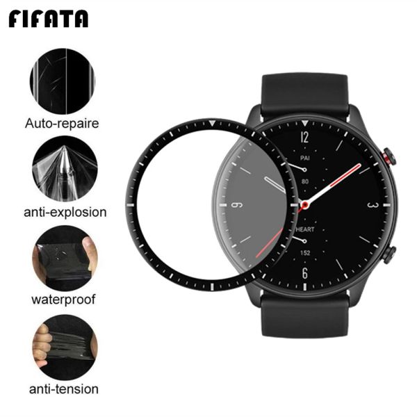 FIFATA 3D Curved / HD Clear TPU Protetor de tela de cobertura completa para Huami Amazfit GTR 2 GTR2 Smart Watch Protetive Film Cubra