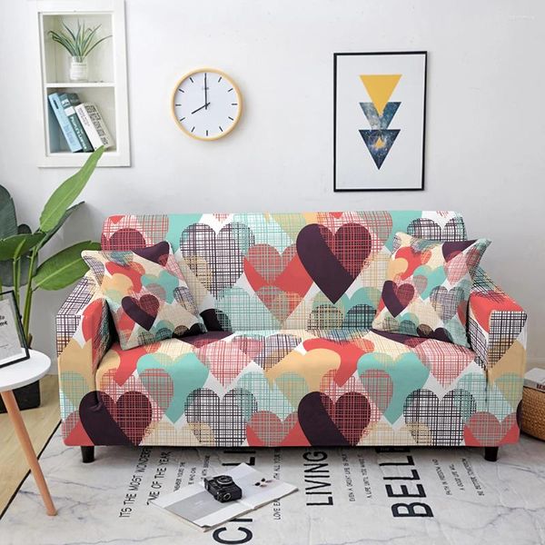 Stuhlabdeckungen 3D Love Heart Muster Print Sofa Deckung für Wohnzimmer Elastischer Slipcover Ecke Stretch Home Decor No Kissenbezug