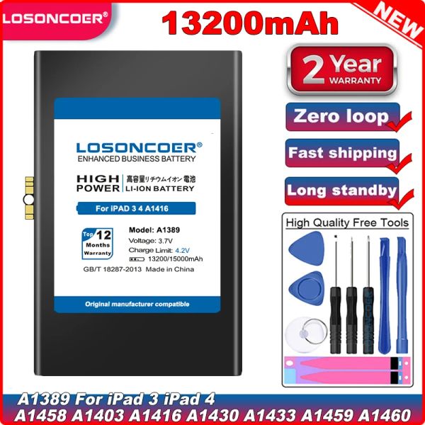 Potenza Losoncoer 13200MAH A1389 Batteria per iPad 3 4 iPad3 iPad 4 A1458 A1403 A1416 A1430 A1433 A1459 A1460 A1389 Serie Laptop Batteria per laptop batteria