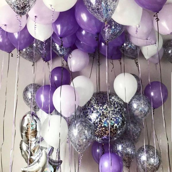 Chrome Silver Romantic Purple Balloons украшения вечеринки по случаю дня рождения свадьба для девочек день рождения дома детское душ поставки Globos