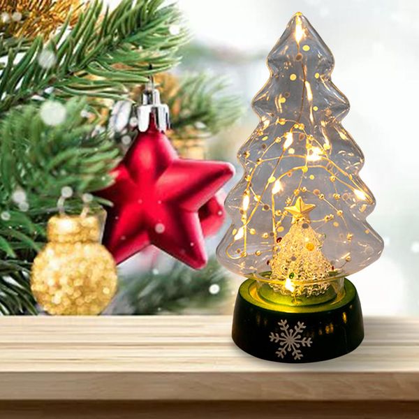 Albero di Natale in vetro artificiale con batteria a LED (non incluso) Figurina operata piccola lampada luminosa per decorazioni per le vacanze