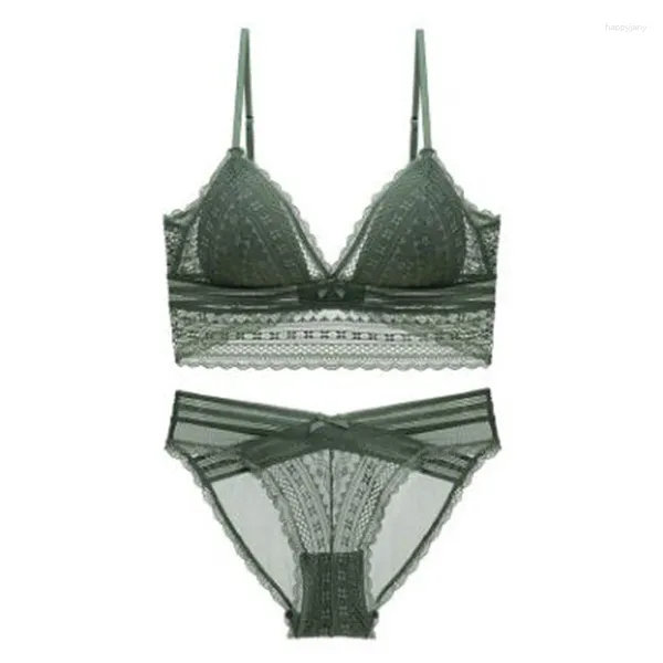 Reggiseni set da donna reggiseno triangolare senza biancheria intima in acciaio spalla a forma di U Bellissimo set di pizzo.