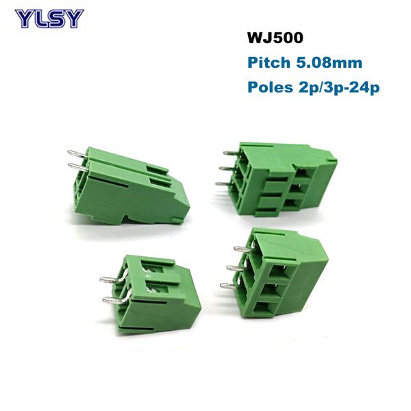 20pcs Pitch 5.08mm Vida PCB Terminal Blokları Düz ​​Pim 2P 3P Tel Kablo Konnektörü WJ500V/H Morsettiera 300V 10A/20A Bornier