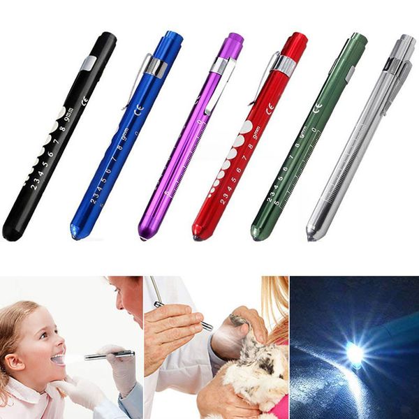 Mini LED Medical Pocket Pensità Penliga Torcia Torcia Naso Dental Flashlight Light con scala per la diagnosi di Doctor Nurse
