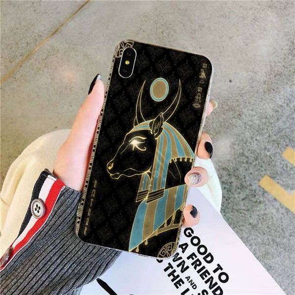 FHNBLJ Mısır Nefertiti Anubis Ankh İPhone 11 12 13 Mini Pro Max 8 7 6 6s artı x 5 s SE 2020 XR XS 10 CASE