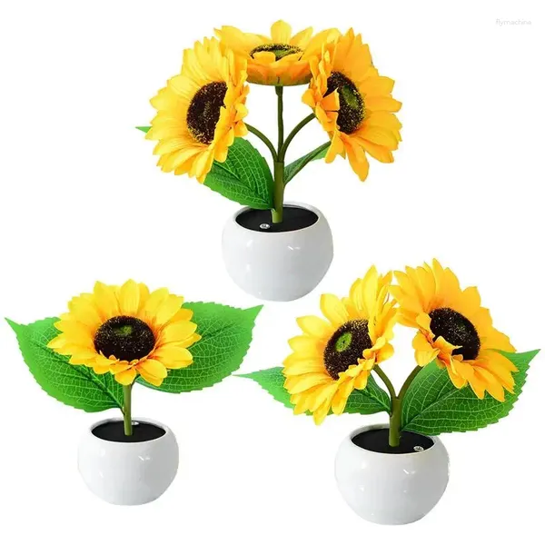 Flores decorativas Lâmpadas de girassol LED Lâmpadas recarregáveis de mesa com controle de gramado esgotável e toque de controle ao ar livre