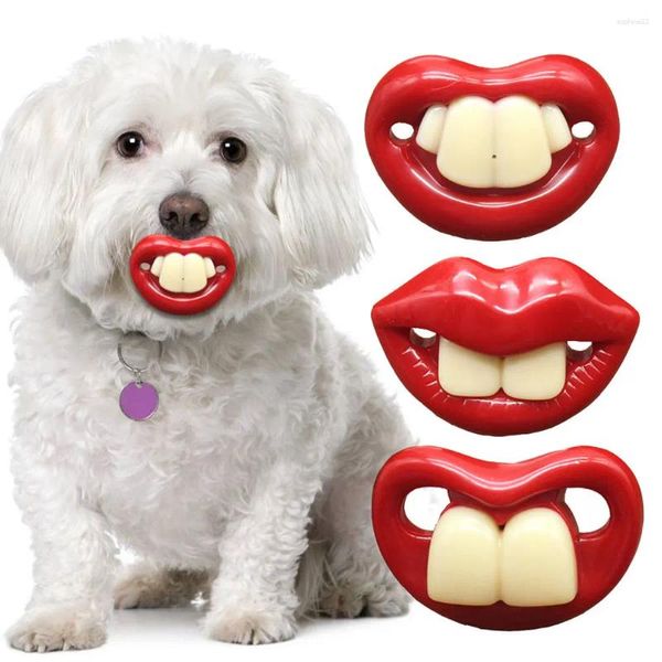 Dog Apparel 3pcs Criativo Funny Pet Pet Silicone Buckteeth para Red Lips Cat Bicropies Toys de saúde dental