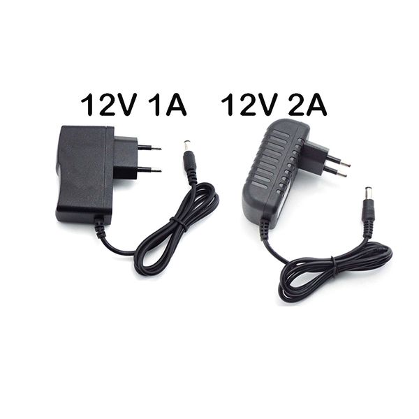 12V 1a 2a 1000mA CA para CC Adaptador de energia Carregador de suprimentos EUA UE plugue 5,5 mm x 2,1mm 2000mA 100-240V Switch para a luz de led de luminária CCTV