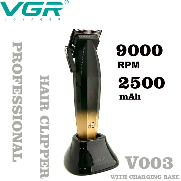 Aparadores vgr v003 barbeiro profissional 9000rpm 5V Motor Push Hair Clipper Oil Head Gradient 2500mAh Liion Battery Trimmer Tool