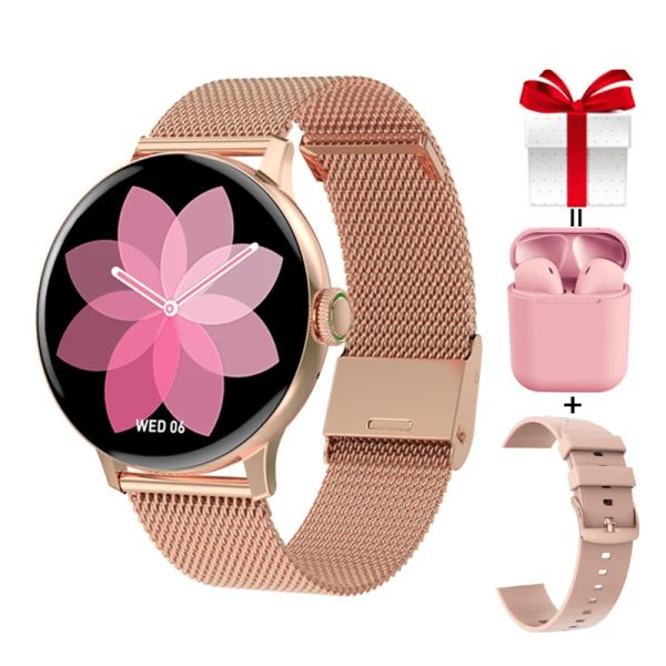 Relógios Smart Watch suporta Hebraico IP68 Women's Womistwatch 2021 Resposta Ligue para o WhatsApp Notificação Remote Music Smartwatch